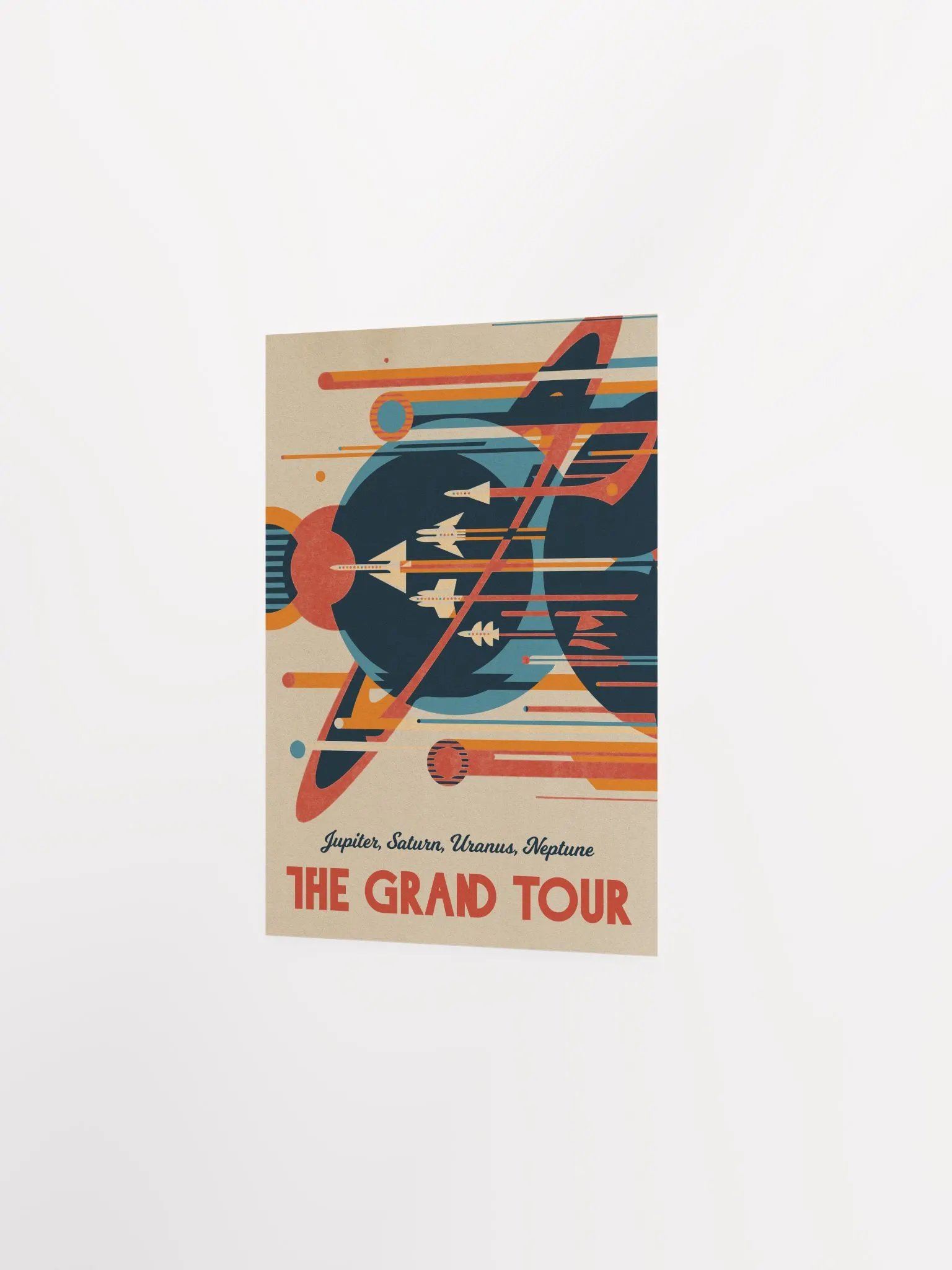 The Grand Tour: Jupiter, Saturn, Uranus, Neptune — Vintage space poster, retro space art, propaganda poster, retrofuturism art, retro sci-fi print product image (8)