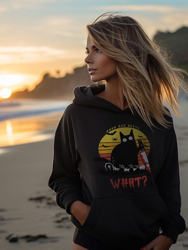 Midnight Mischief cat women's Hoodie product image (1)