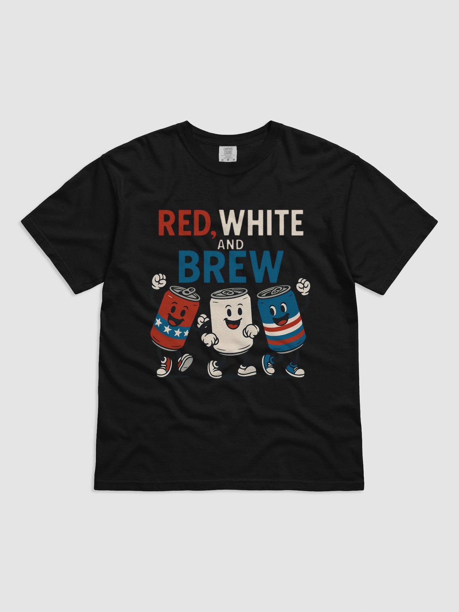 Red White and Brew 4th of July T-Shirt - Patriotic Beer & Soda Cans product image (1)
