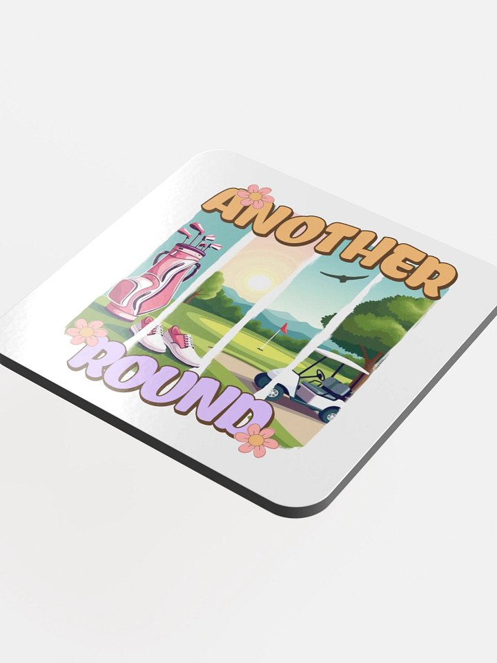 Another Round Golfing Vibes Glossed Cork Coaster product image (1)