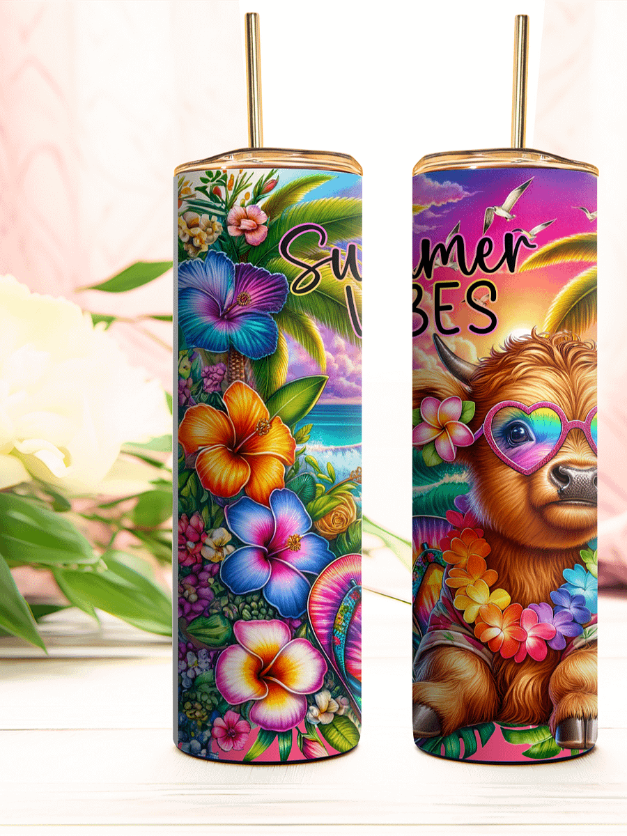 Tropical Highland Cow Summer Vibes Tumbler product image (1)