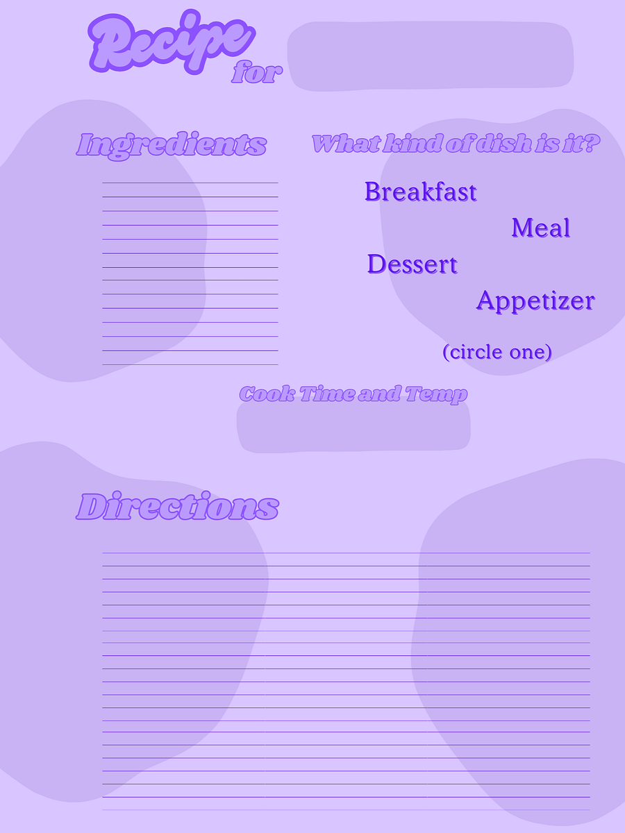 March's Planner Design - Recipes Sheets (Letter Size) product image (1)