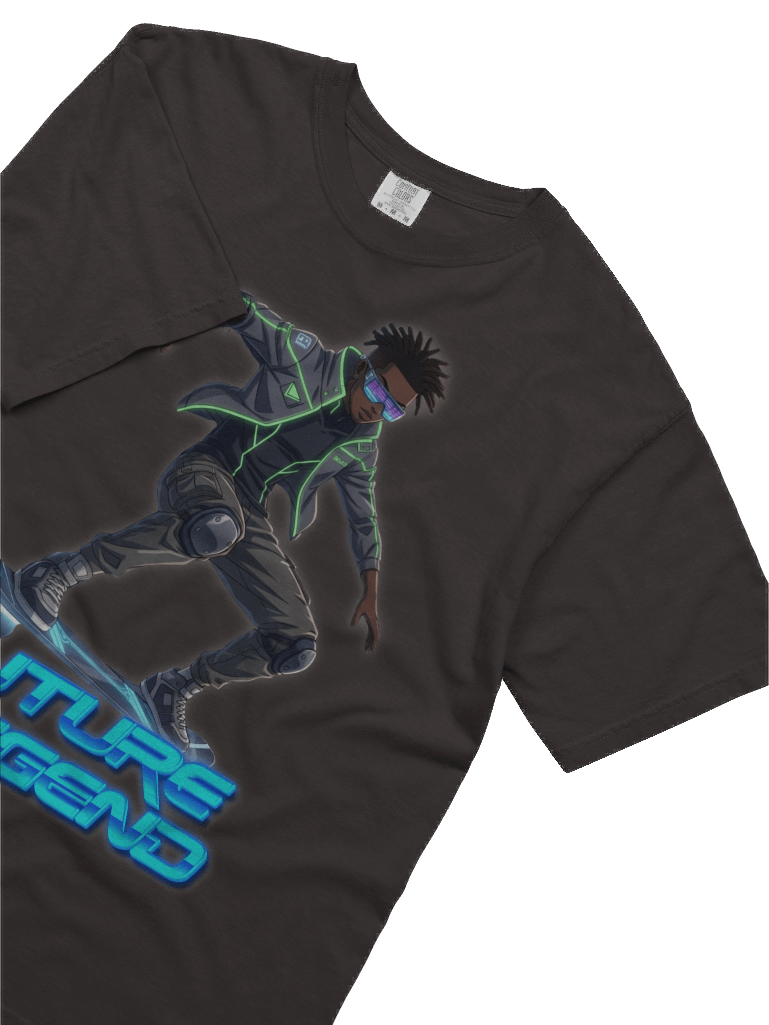 Future Legend Neon Skater T-Shirt – Cyber Streetwear Graphic T-Shirt for Adults and Young Adults product image (5)