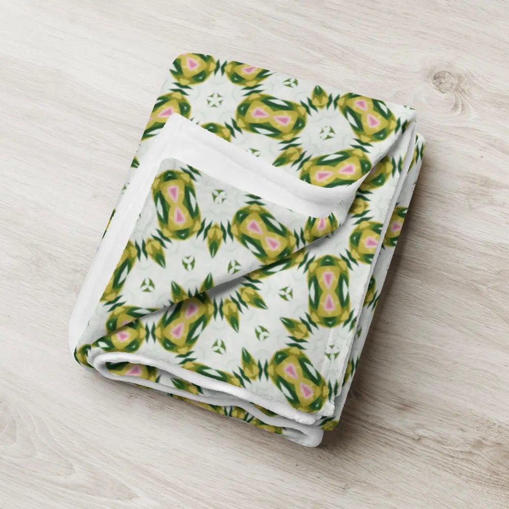 Yellow White Green & Pink Geometric Floral Throw Blanket product image (9)
