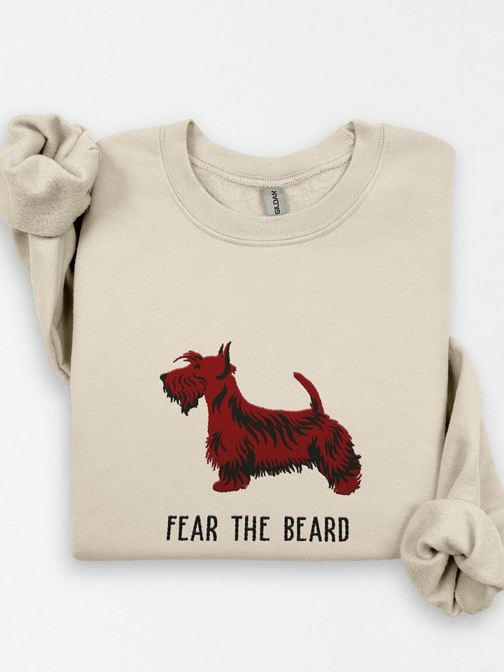 Fear the Beard Sweatshirt (Embroidered) of a Scottish Terrier(Brown) product image (1)