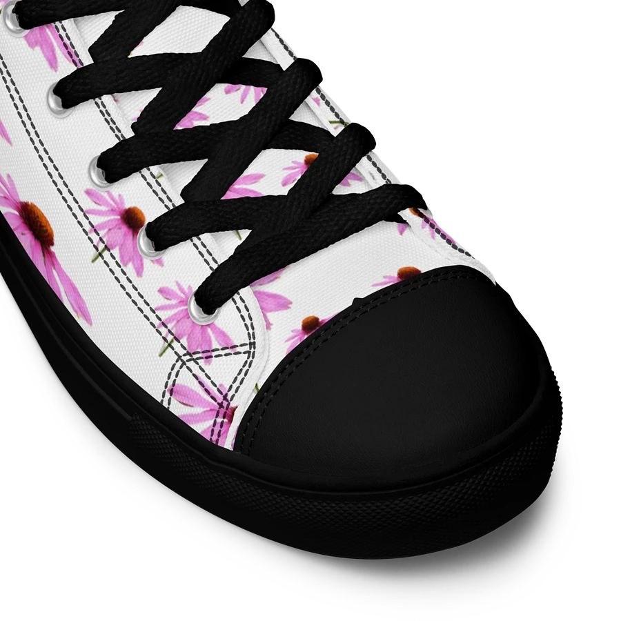 Abstract Delicate Pink Repeating Cone Flowers Women's Black Toe High Top Canvas Shoes product image (9)