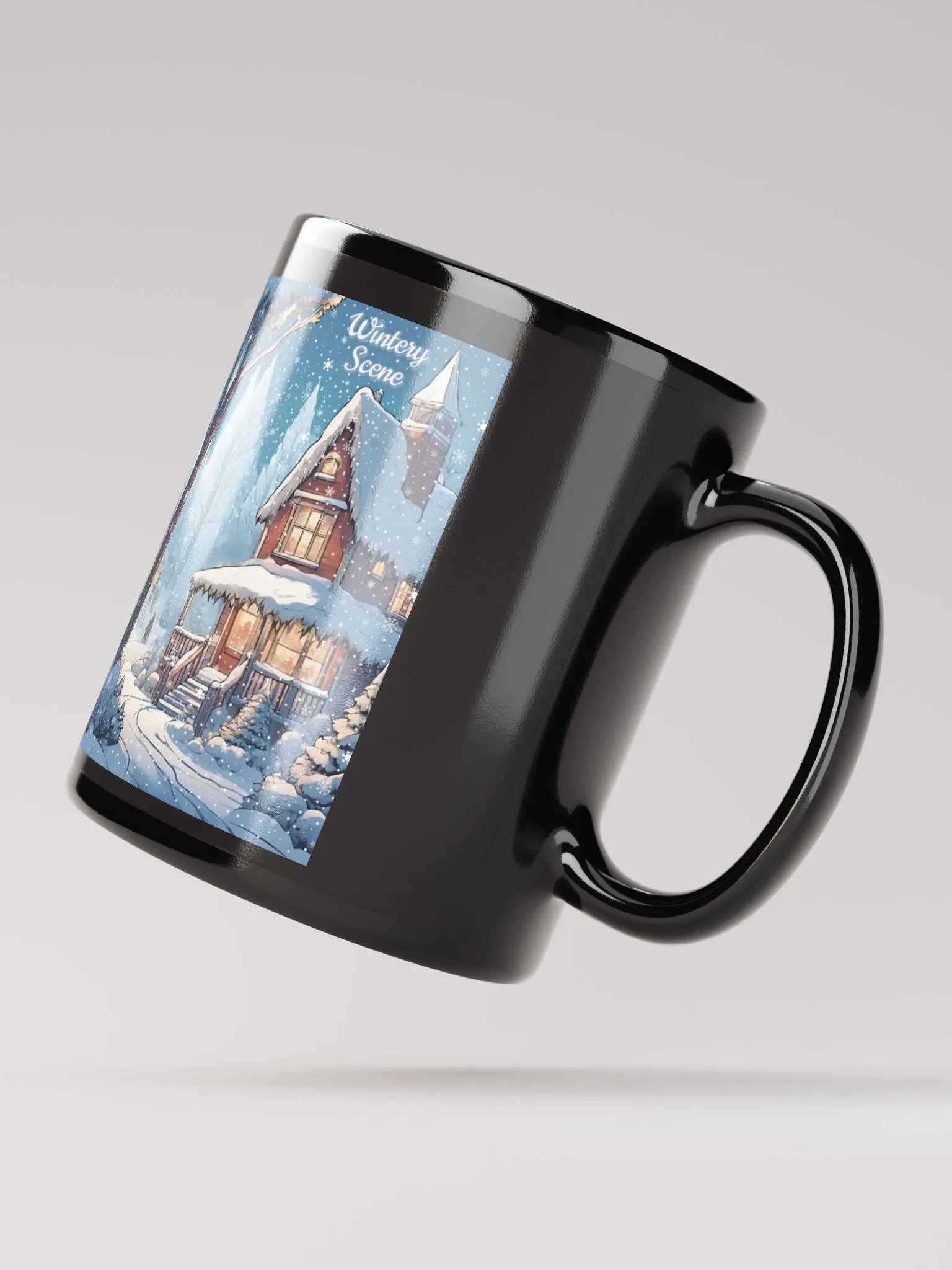 Post Card Wintery Scene Black Mug product image (3)
