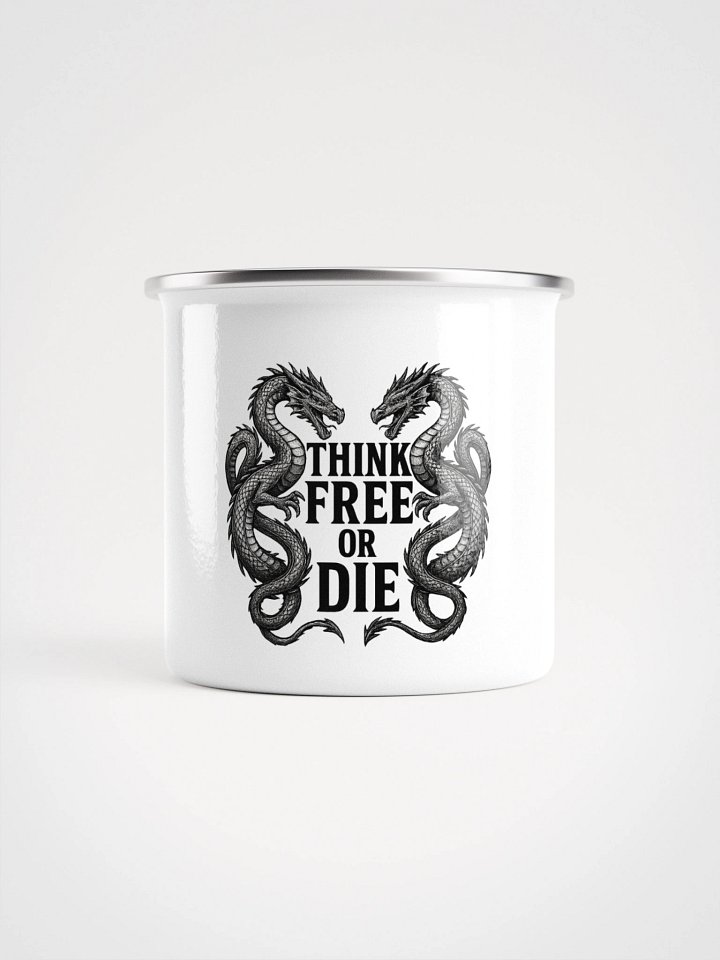 🧠 Emspiracy Enamel Mug – Think Free or Die product image (1)