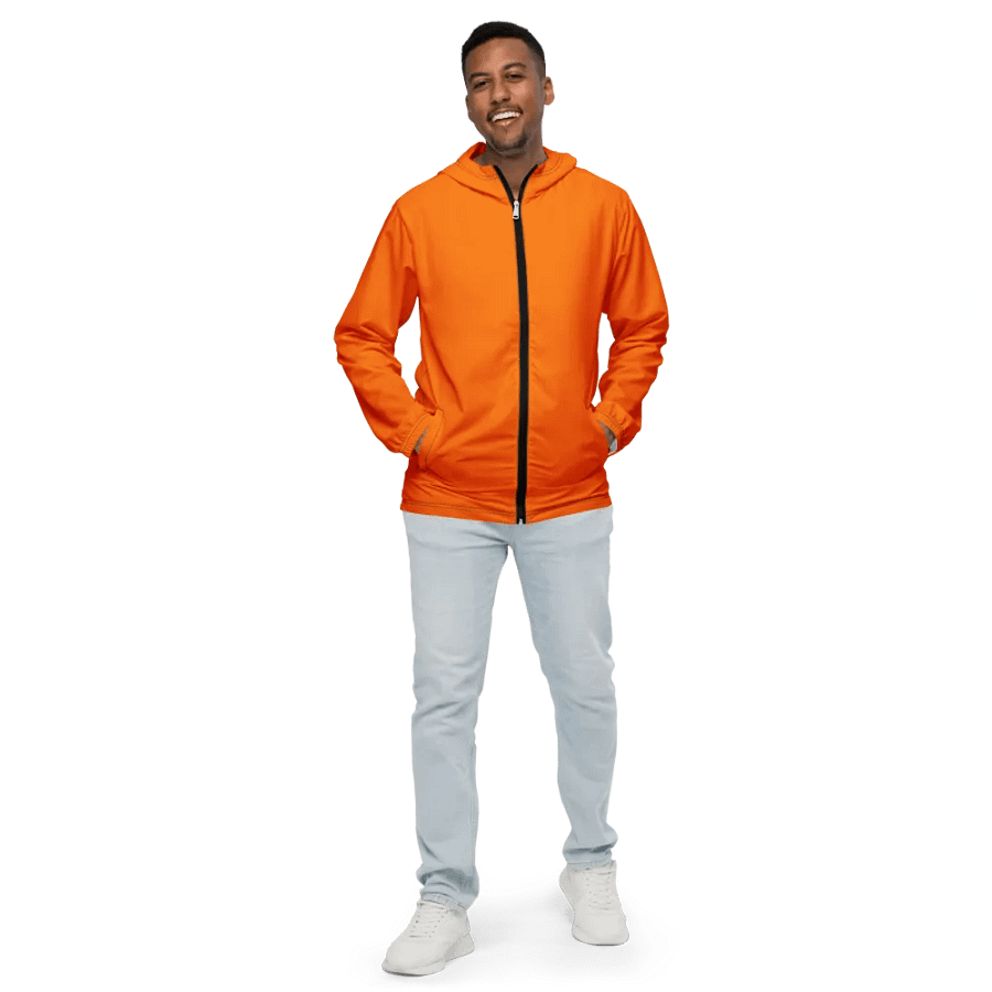 Plain Color Orange Windbreaker product image (3)