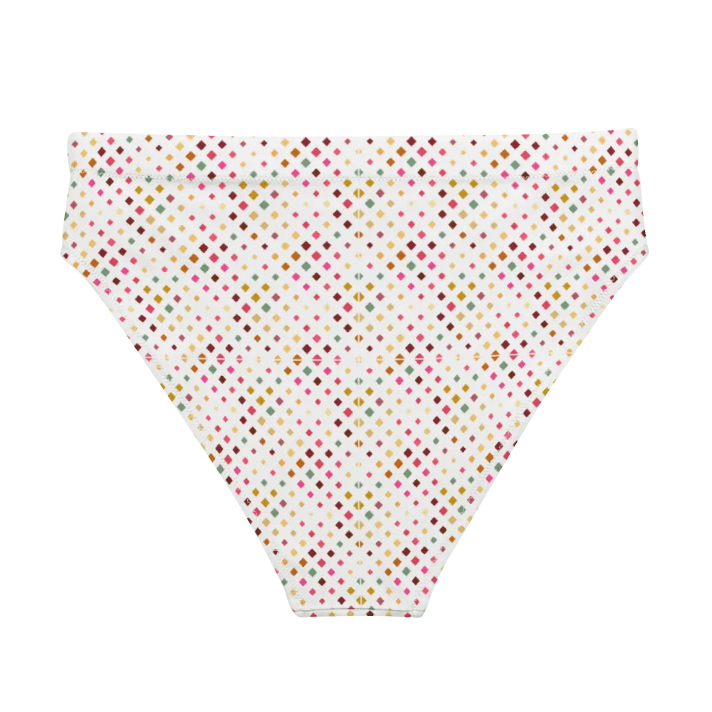 Colorful Square Pattern Design High Waist Bikini Bottom - V4 product image (2)