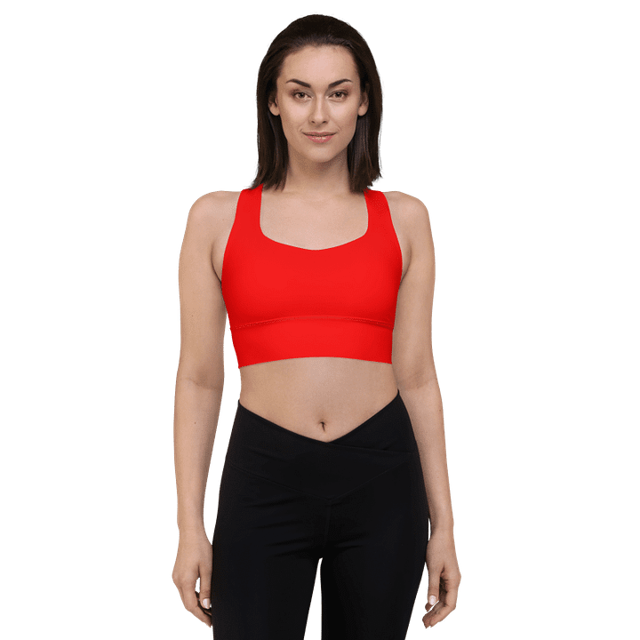 Plain Color Red Longline Sports Bra product image (1)