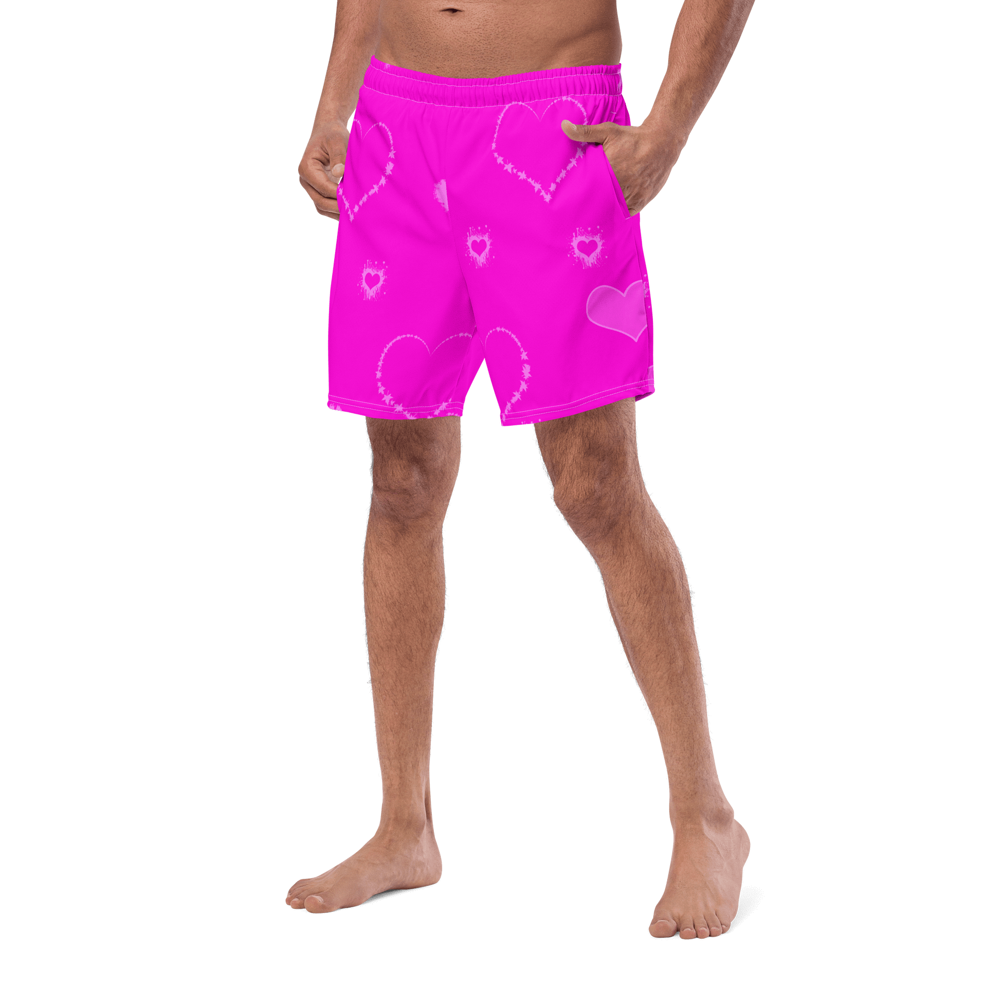 Hot Pink Hearts Swim Trunks product image (1)