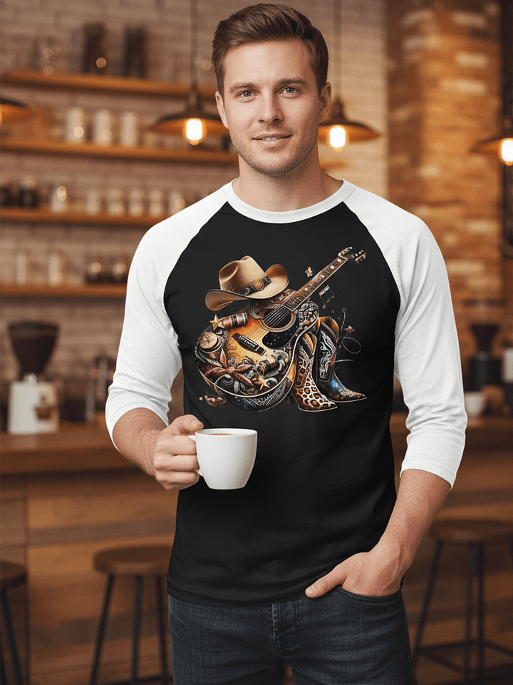 Western Guitar Vibes Raglan Long Sleeve T-Shirt product image (1)