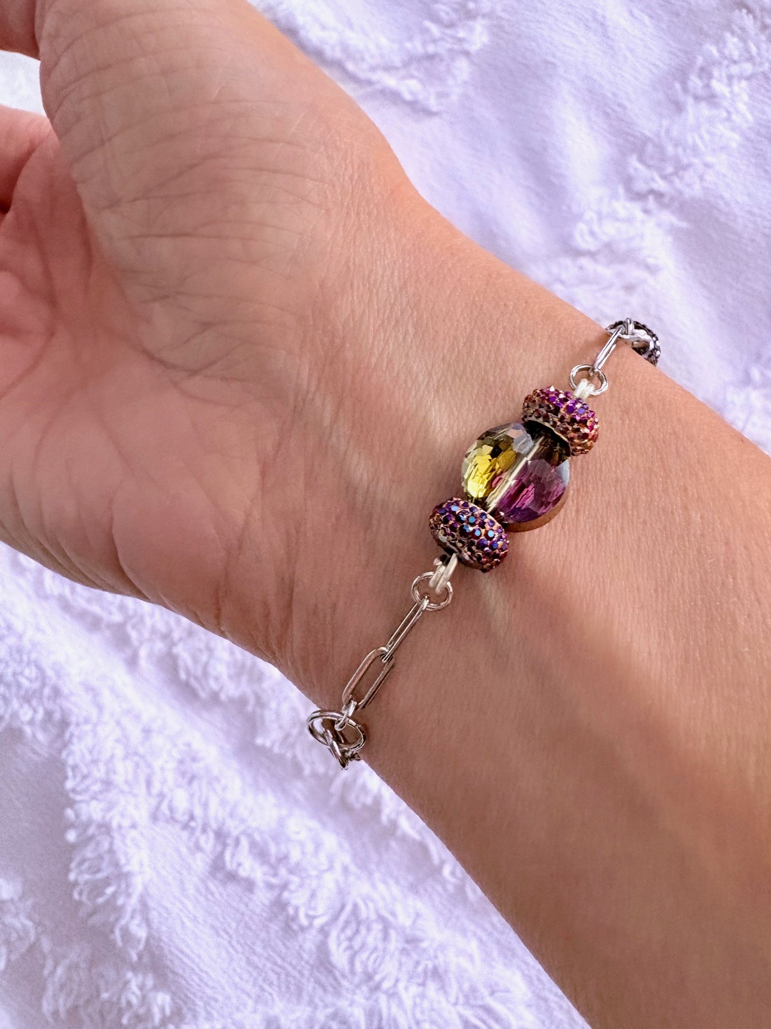 MFD-00273 | Amethyst-Esque Bracelet | Wire Wrapped Links | by Monique Faella Designs™ product image (4)