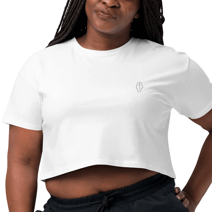EXCLAIMING MENTALLY (L.C., white) embroidered cotton crop top product image (38)