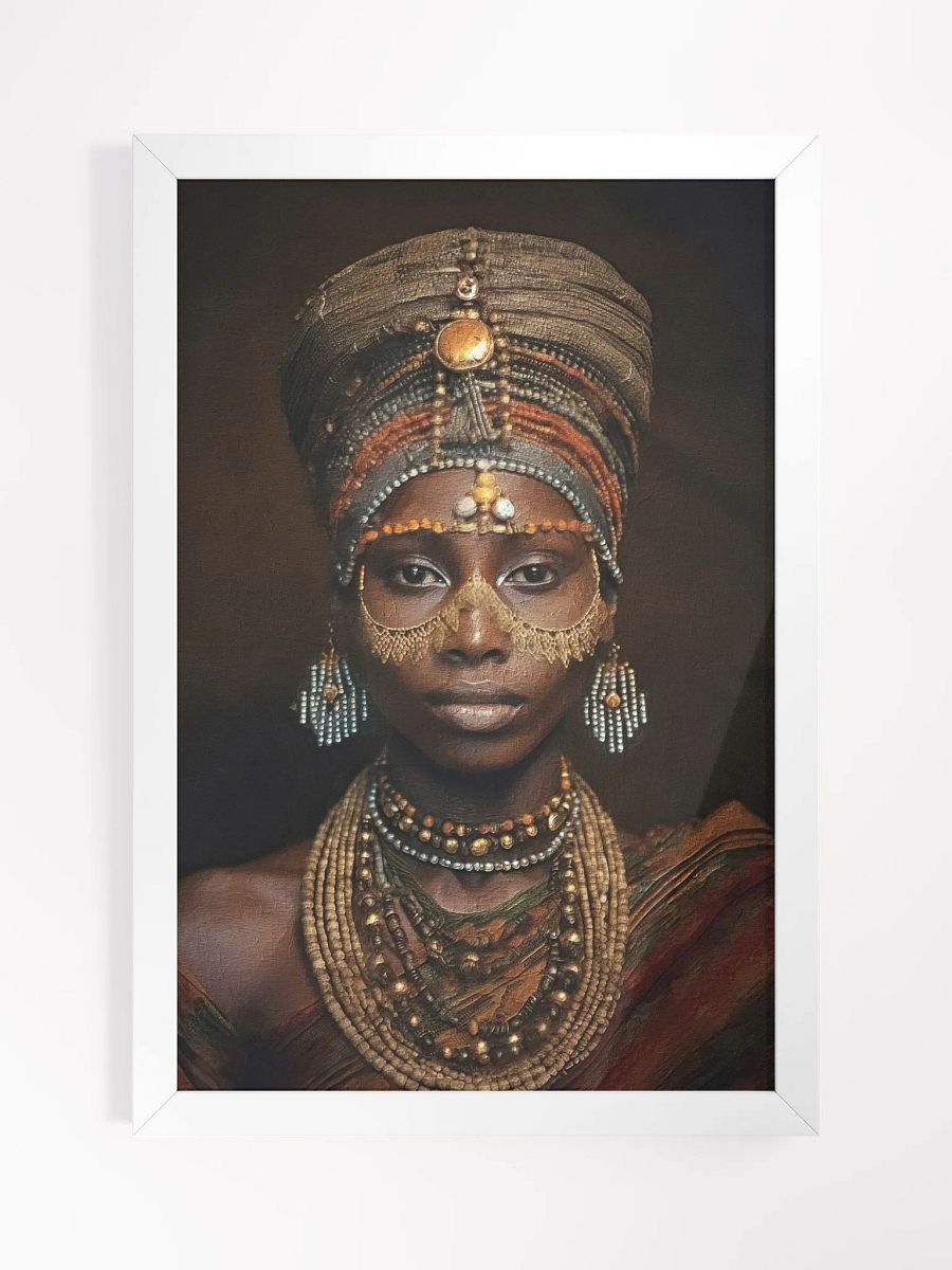 African Woman in Traditional Head Dress, Multi-Colored Jewelry Poster Print, Framed product image (11)