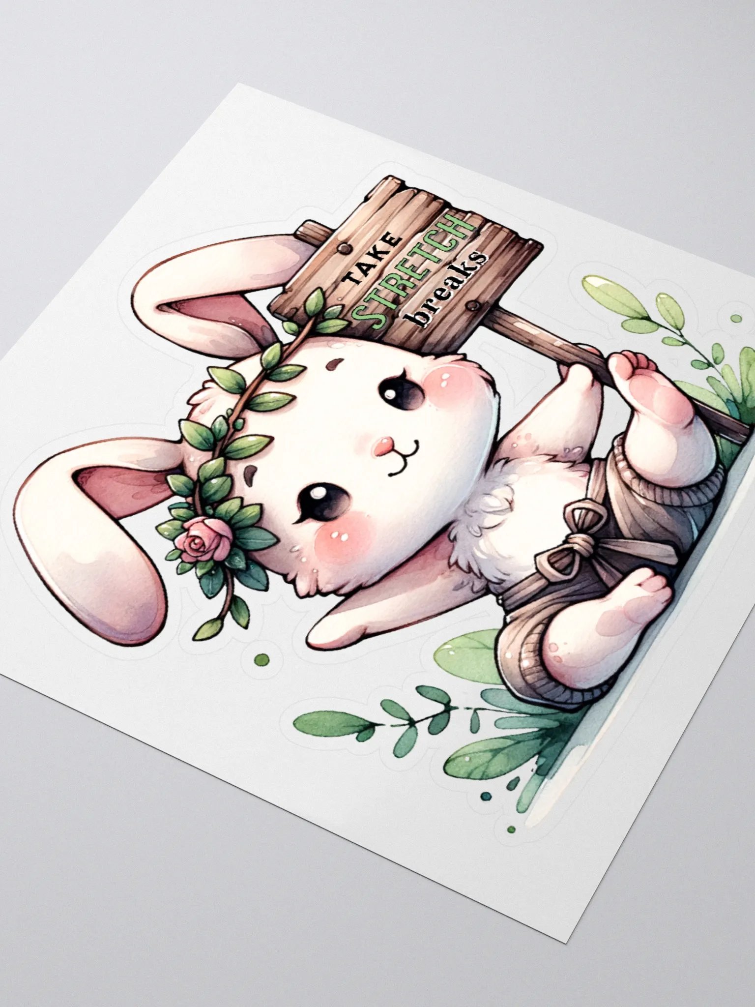 Self Care Bunny Sticker: Take stretch breaks product image (3)