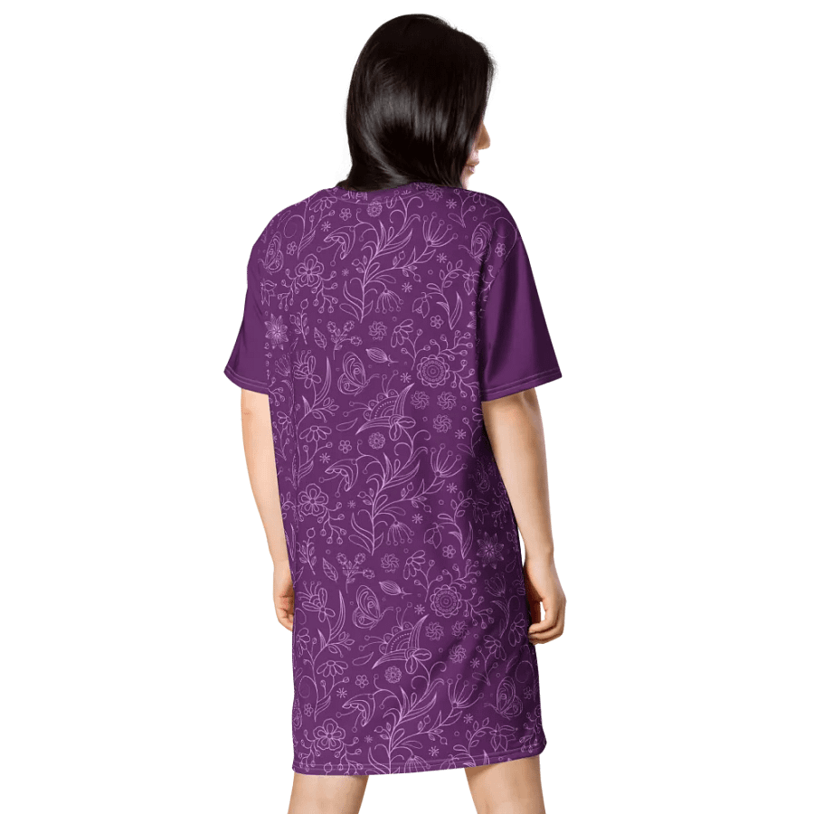 Dark Purple Floral Women's T-Shirt Dress product image (5)