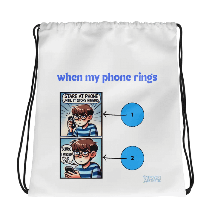 Missed Call Vibes Drawstring Bag product image (1)