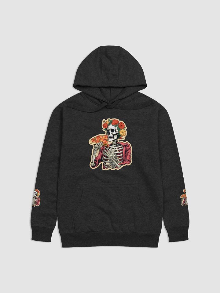 Eternal Feast: Playful Skeleton Floral Pizza Hoodie product image (6)
