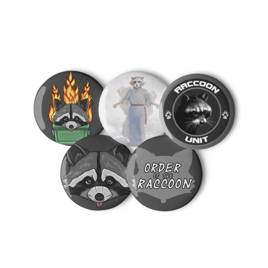 Small Raccoon Button Pins product image (6)
