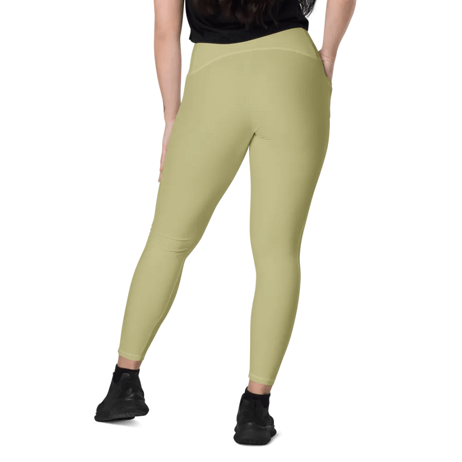 Plain Medium Yellow True Summer Women's High Waisted Premium Crossover Leggings with Pockets by Treasure Pie product image (11)
