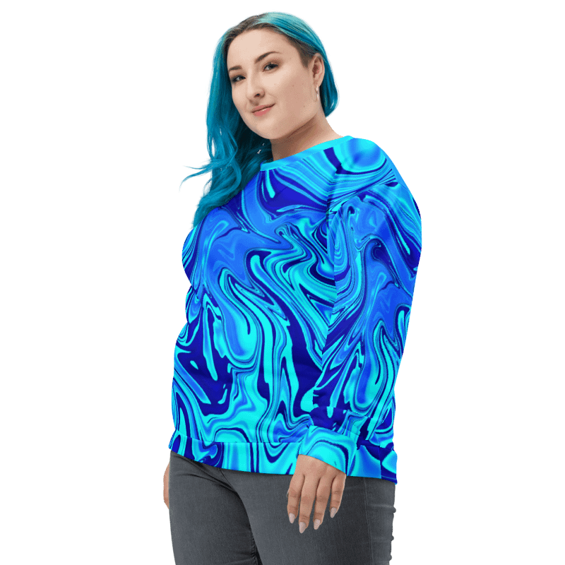 Sweatshirt - Light and Dark Blue Digital Fluid Art product image (3)