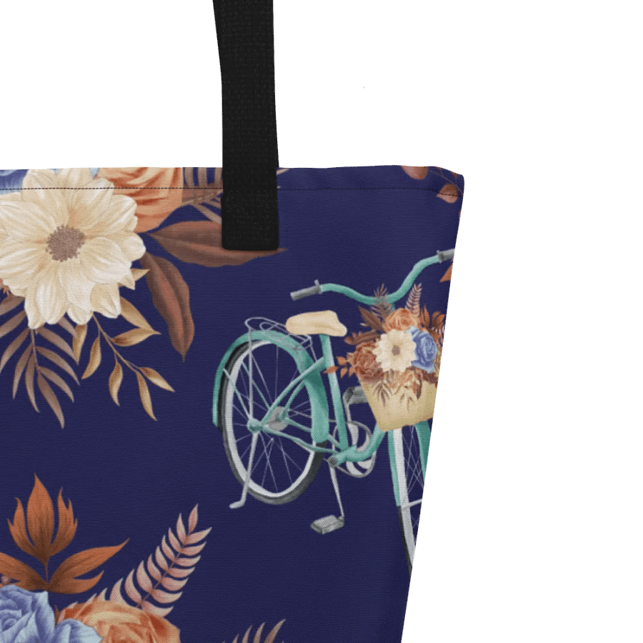 Retro Blue Blossom Tote Bage product image (4)