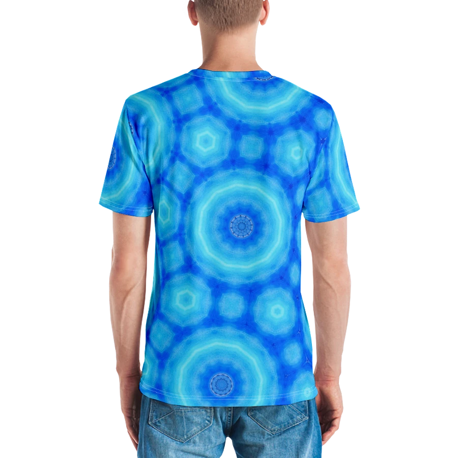 Abstract Circular Pattern in Blues Men's Crew Neck T Shirt product image (2)