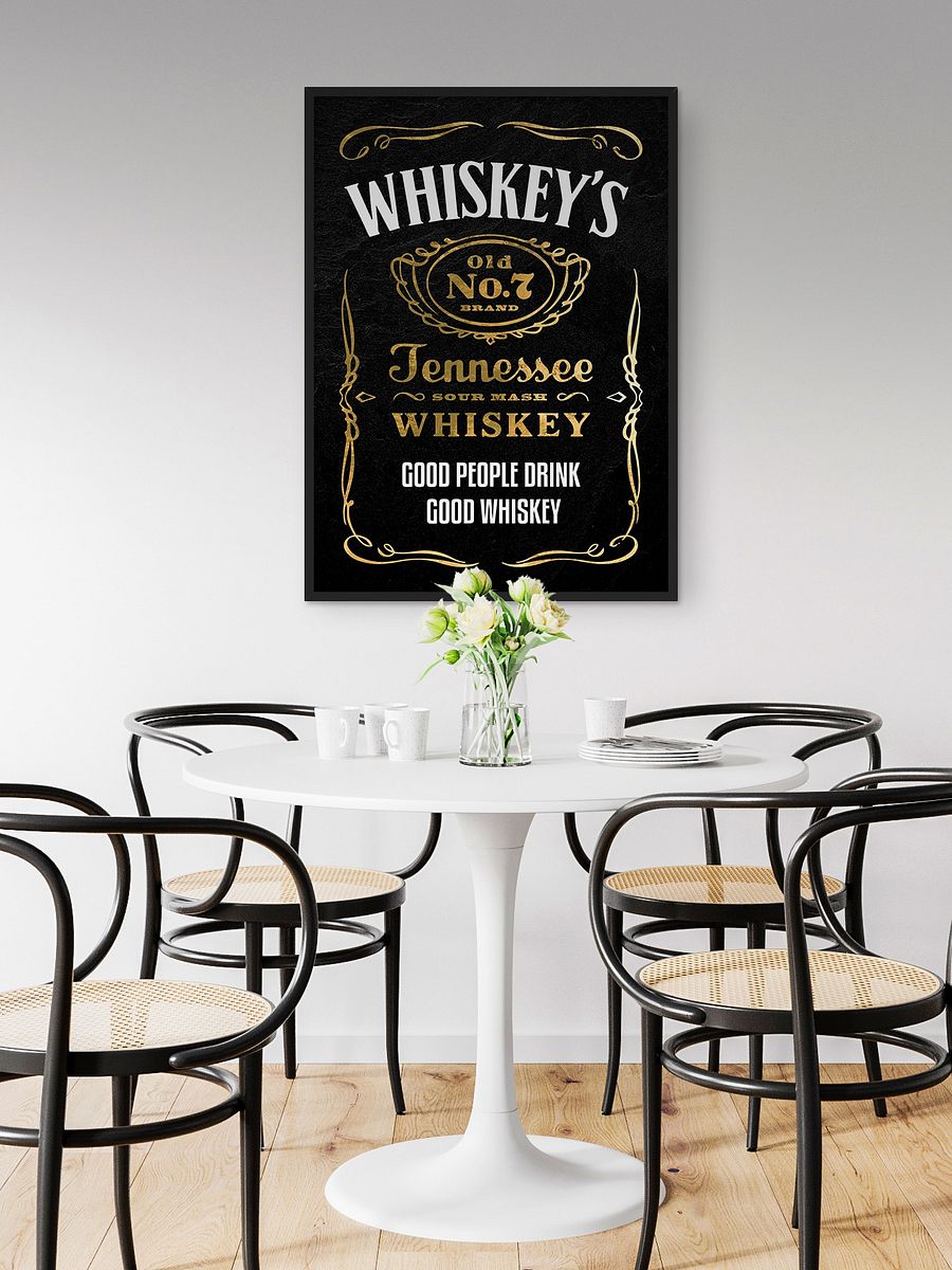 Good people drink good whiskey / Jack Daniel's — Whiskey gold blackboard art deco poster with quote, vintage gold poster product image (2)