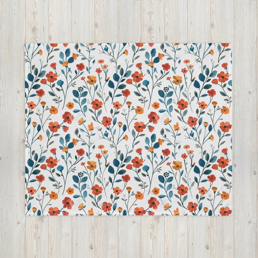 Orange Floral Throw Blanket by Treasure Pie product image (6)