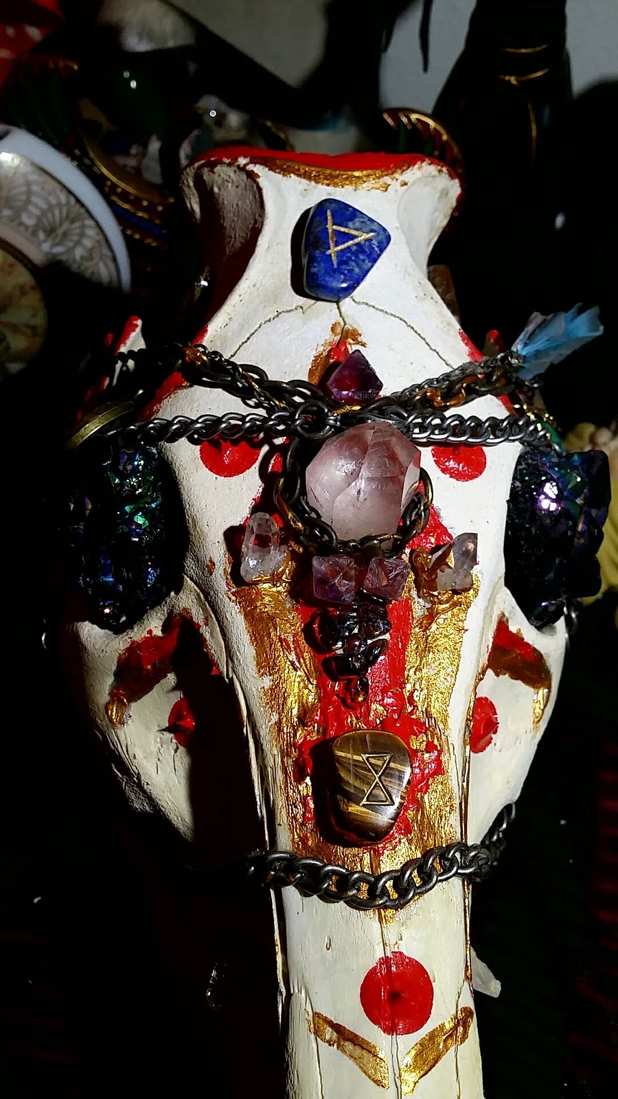 'Galactic Sow' Crystal Warthog Shaman Painted Skull product image (2)