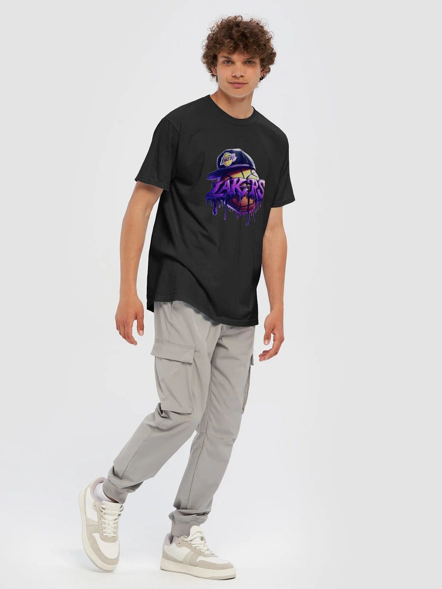 Lakers Graffiti Basketball Cap T-Shirt product image (32)