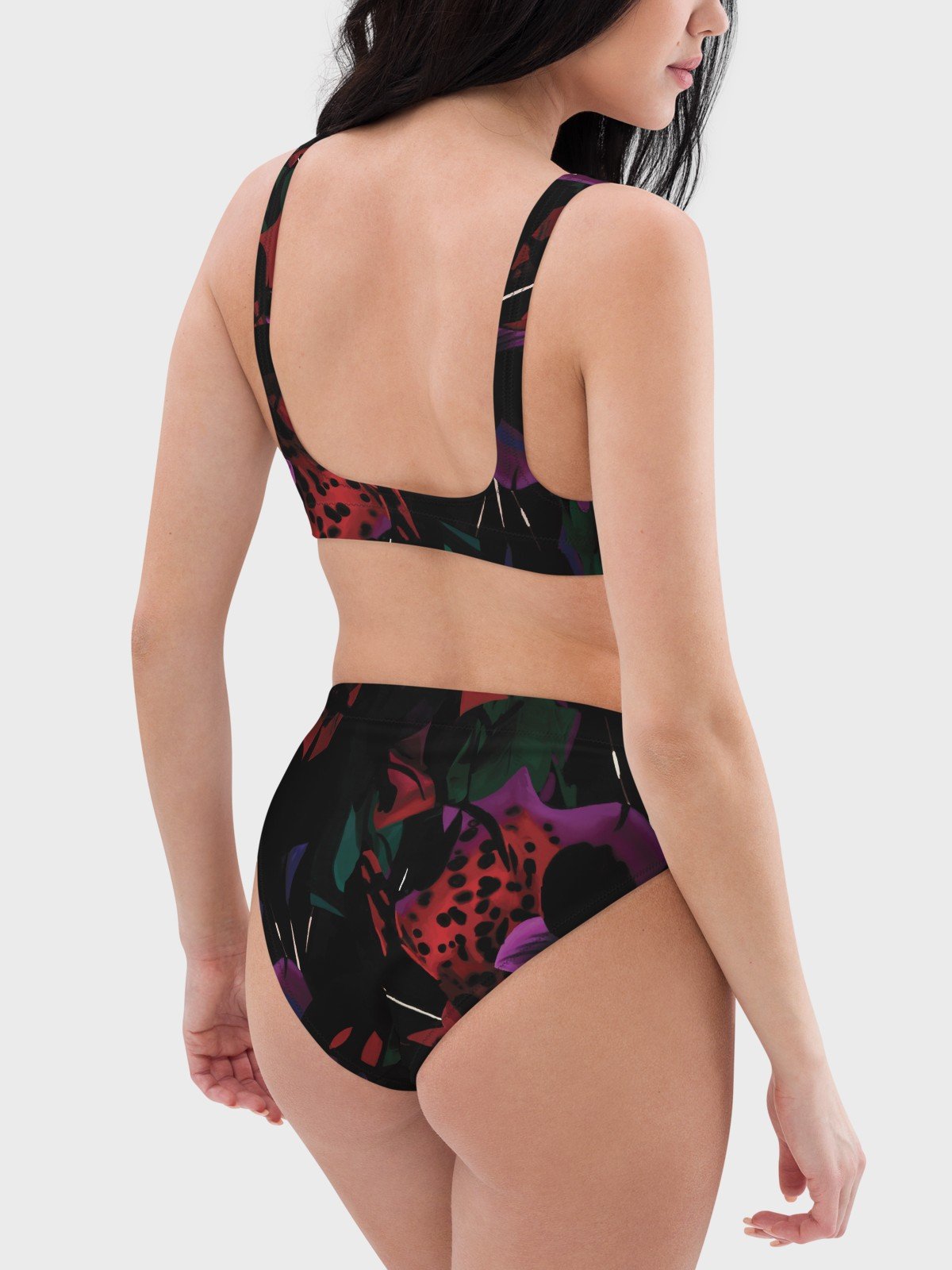 Recycled Padded Bikini Top "Blosoom At Midnight" product image (5)