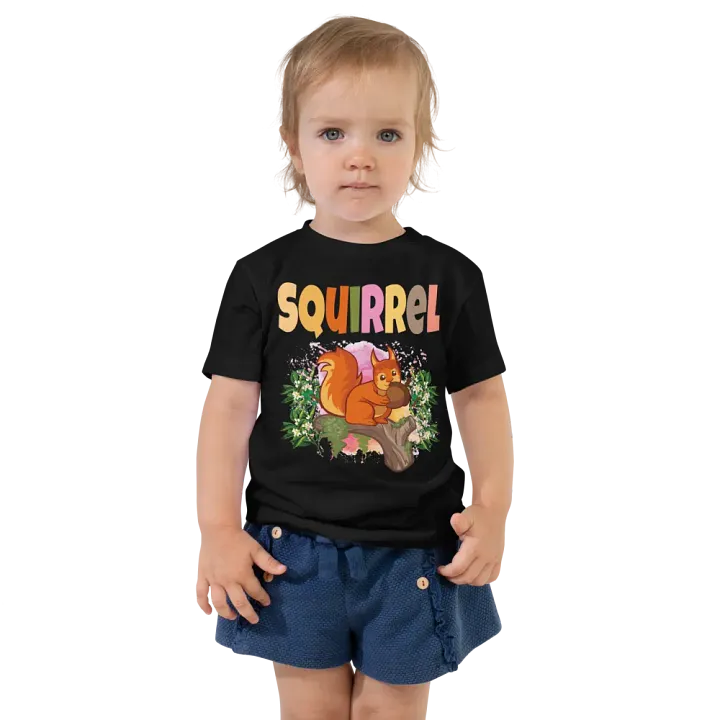 Squirrel Colorful Funny Cute Bella +Canvas Toddler T-Shirt – Funny Shirt, Best Gift for Kids product image (2)