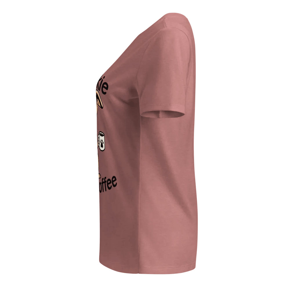 No Barkie Before Coffee Little Brown Dog - Women's Relaxed V-Neck T-Shirt product image (2)