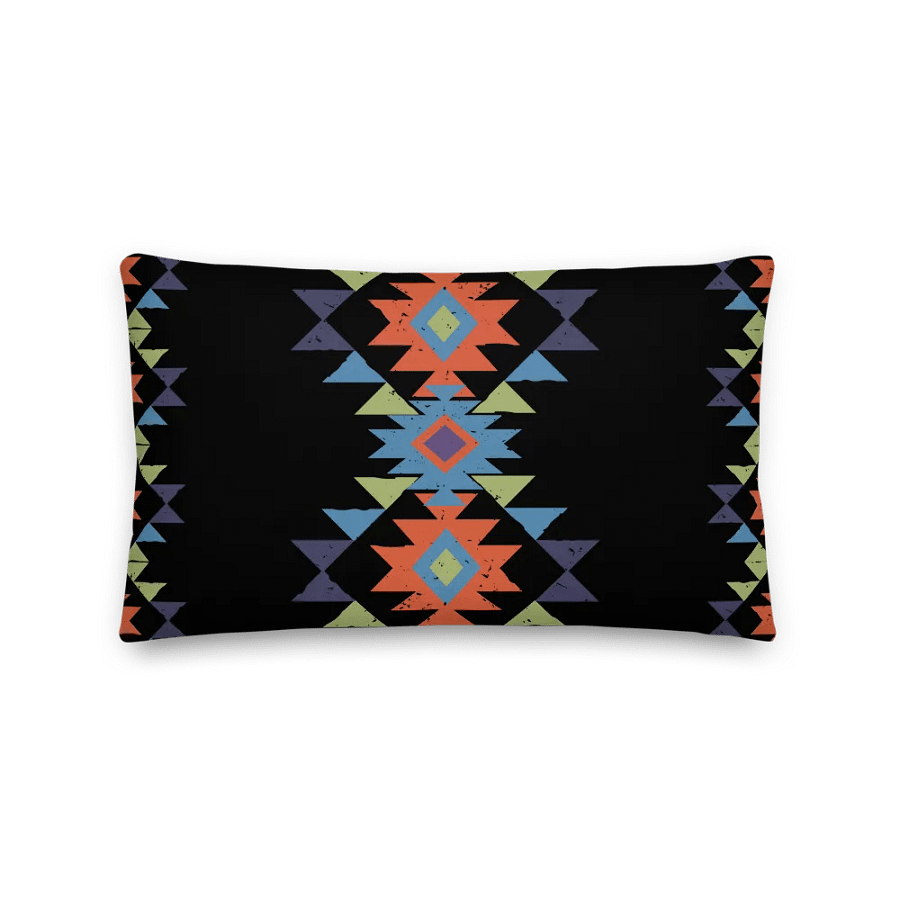 Aztec Tribal Pillow, Bohemian Black Cushion, Southwestern Eclectic Home Decor product image (2)