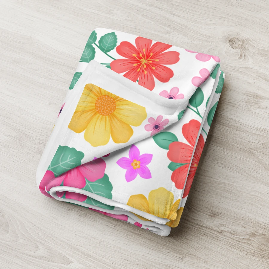 Vibrant Floral Blooms Pink Yellow Orange Blanket - White product image (7)
