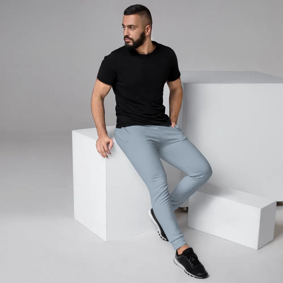 Plain Light Grayish Blue True Summer Recycled Polyester Premium Men's Joggers by Treasure Pie product image (3)