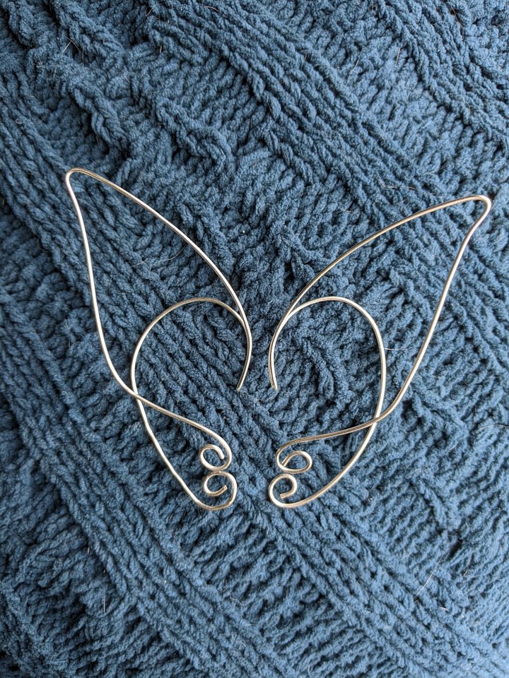 Wire Elf Ears - Long Silver Outline product image (1)