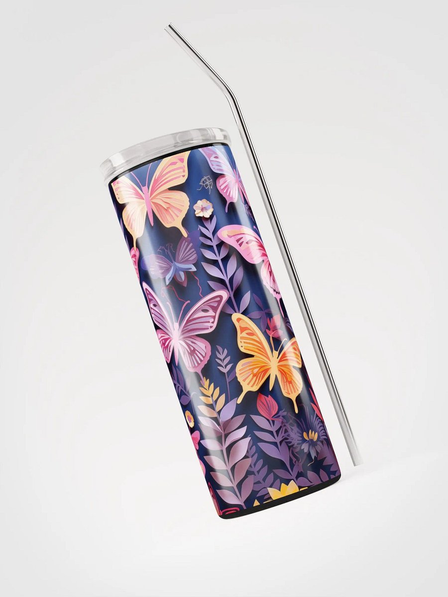 Vibrant Purple Yellow Butterfly Papercut Stainless Steel Tumbler product image (3)