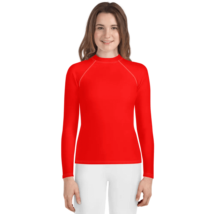 Youth Plain Color Red Rash Guard product image (1)