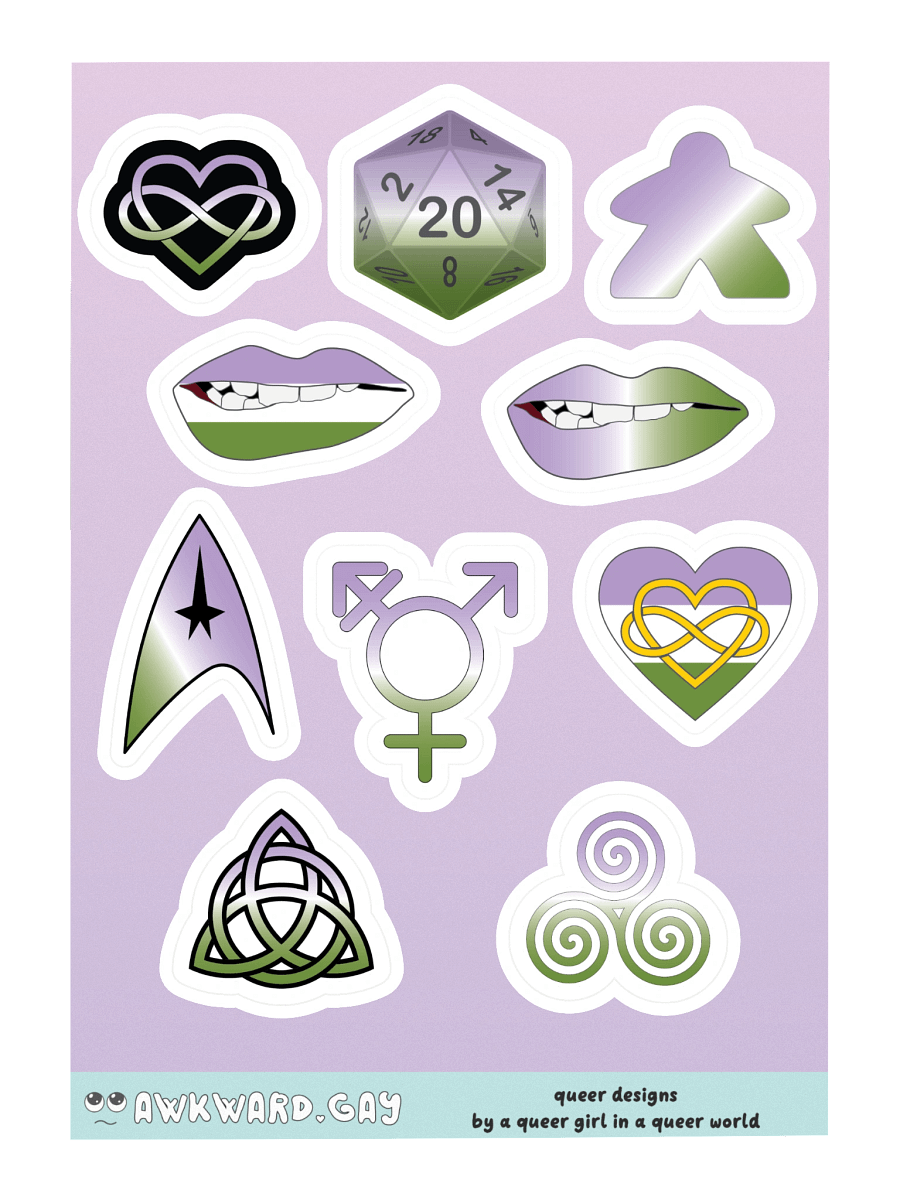 Genderqueer Pride Mixed Designs Sticker Sheet product image (3)