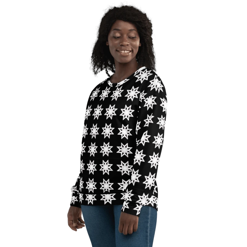Abstract White Repeating Stars Unisex All Over Print Sweatshirt product image (7)
