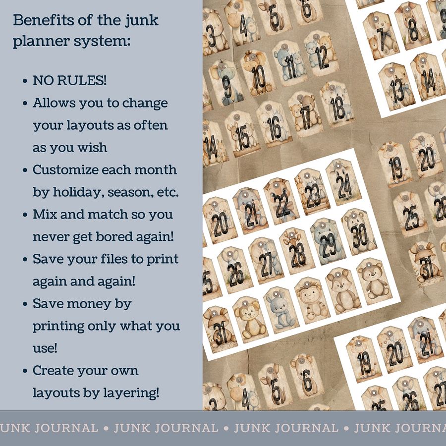 Nursery Animals - Printable Dated Tags V8 product image (4)