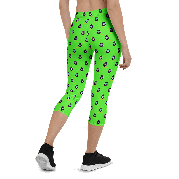 Synthsquatch Fitness Bigfoot Monogram Logo All-Over Print Capri Leggings (Neon Green) product image (2)