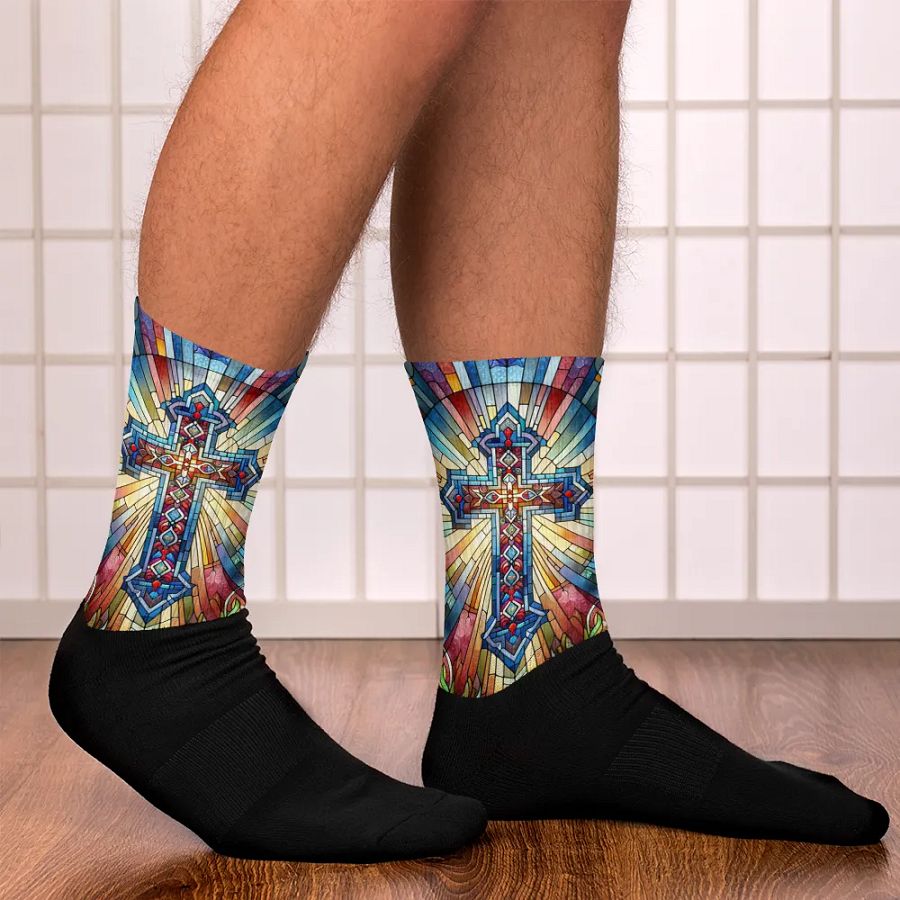 Stain-glass Style Cross - Socks product image (11)