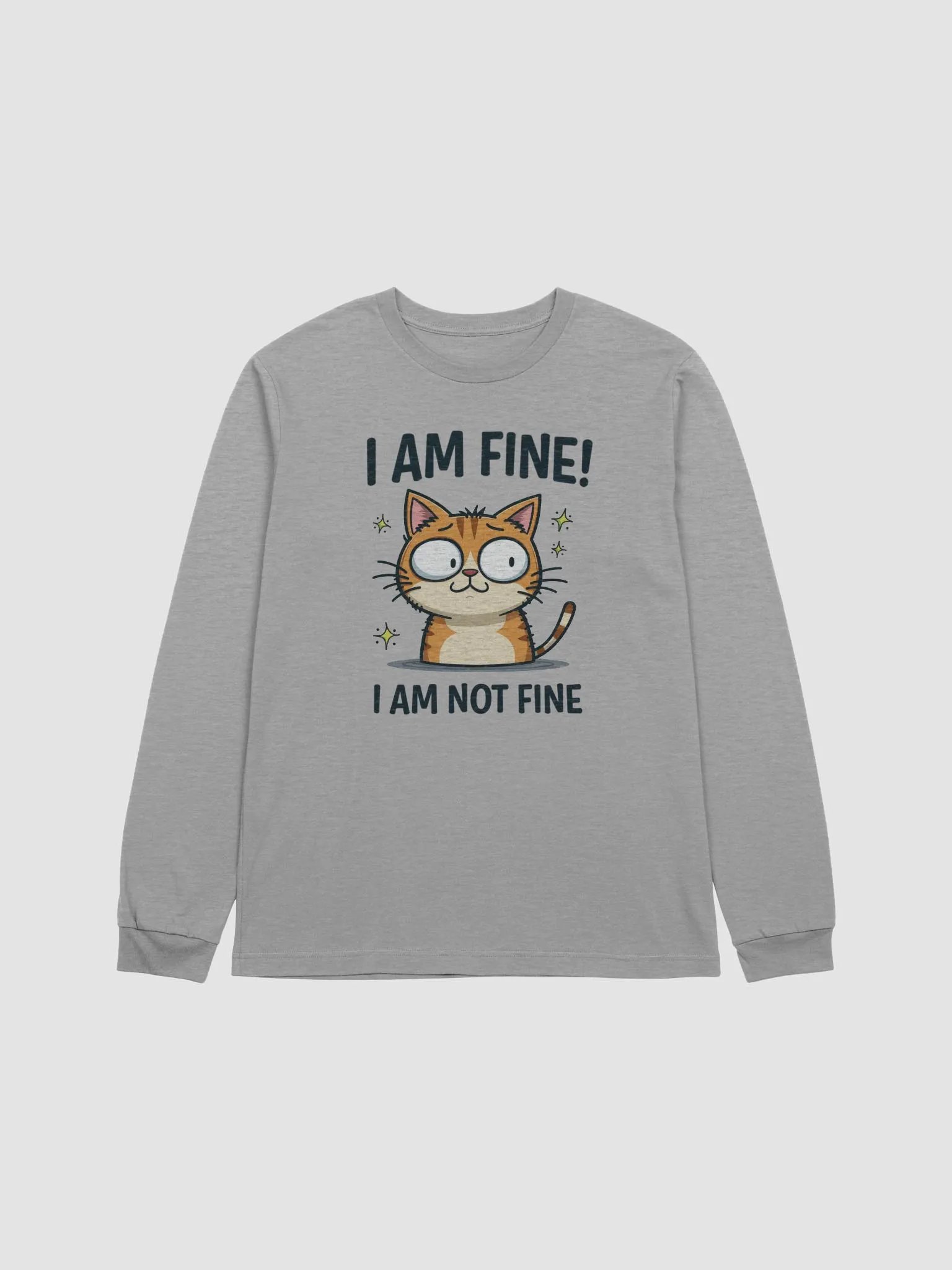 Anxious Cat 'I Am Fine' Long Sleeve Tee product image (4)