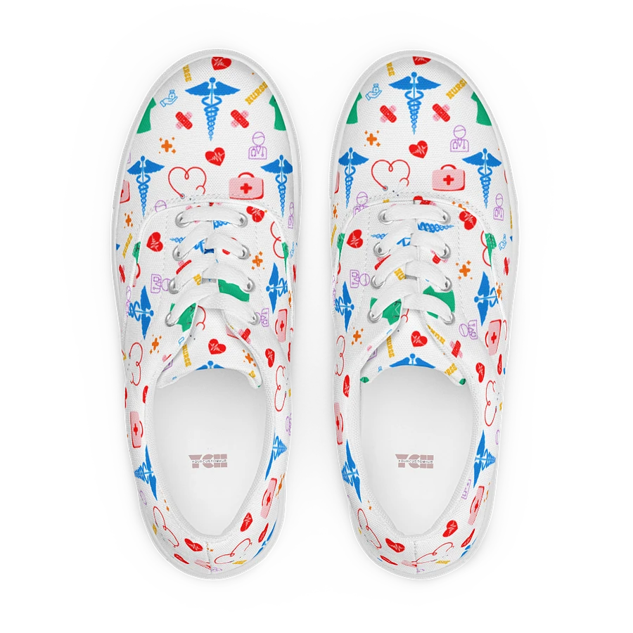 Nurse Nursing Icons Women White Lace-Up Canvas Sneakers Shoes product image (16)