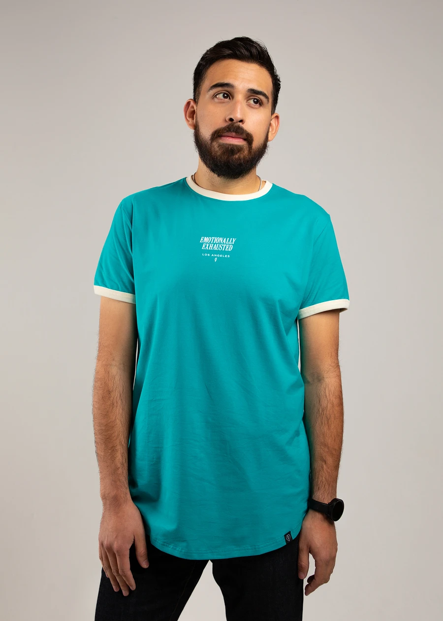 Emotionally Exhausted Scoop Ringer Tee - Teal product image (6)